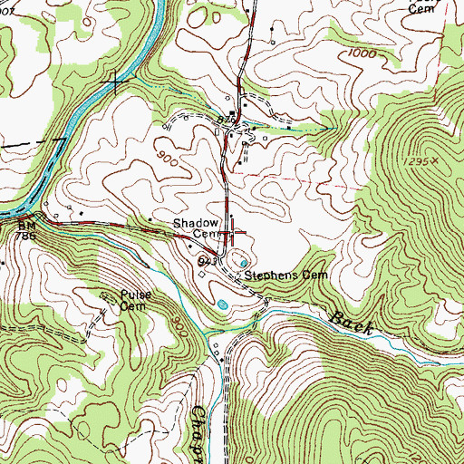Topographic Map of Shadow Cemetery, TN