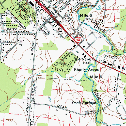 Topographic Map of Shady Acres, TN