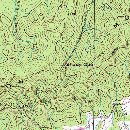 Topographic Map of Shady Gap, TN