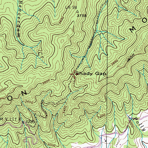 Topographic Map of Shady Gap, TN