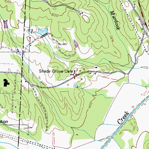 Topographic Map of Shady Grove Cemetery, TN