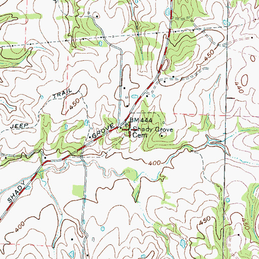 Topographic Map of Shady Grove Cemetery, TN