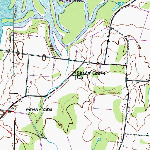 Topographic Map of Shady Grove Church, TN
