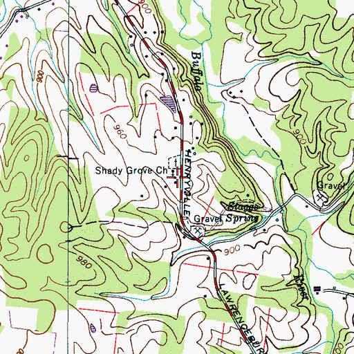 Topographic Map of Shady Grove Church, TN