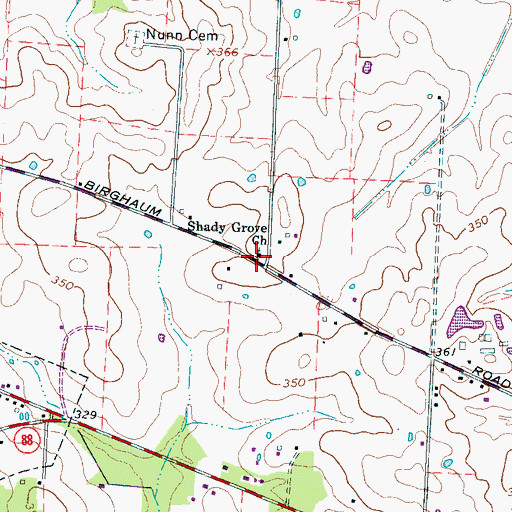 Topographic Map of Shady Grove Church, TN