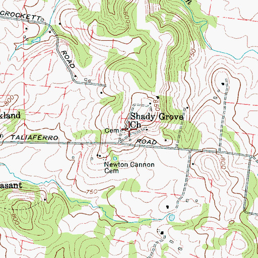 Topographic Map of Shady Grove Church, TN