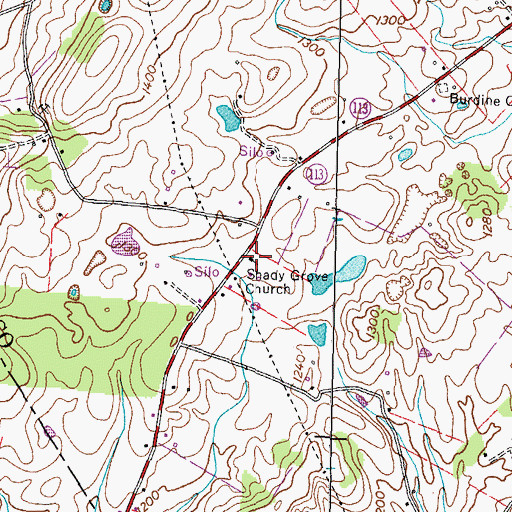 Topographic Map of Shady Grove Church, TN