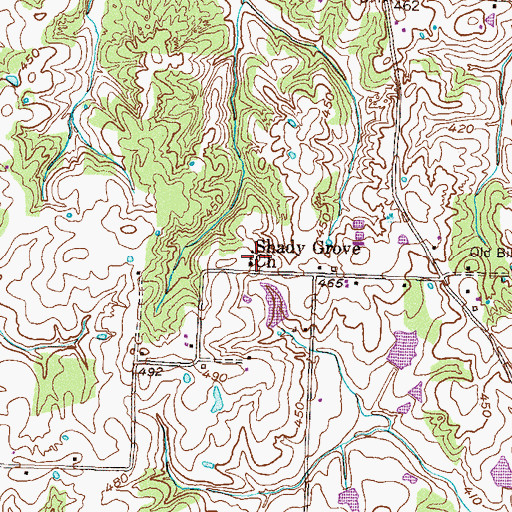 Topographic Map of Shady Grove Church, TN