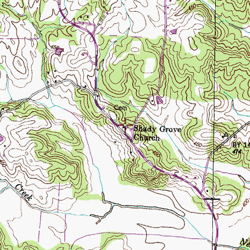 Topographic Map of Shady Grove Church, TN