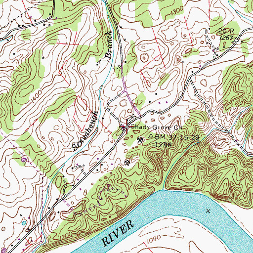 Topographic Map of Shady Grove Church, TN