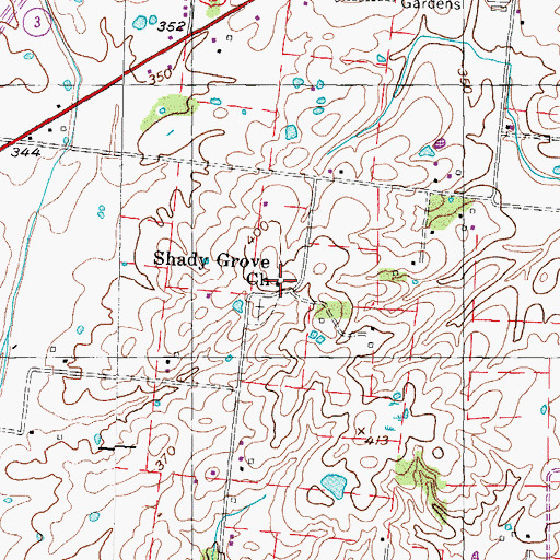 Topographic Map of Shady Grove Church, TN
