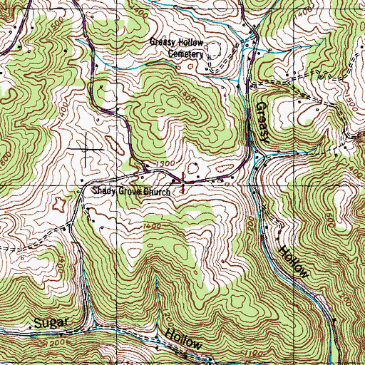 Topographic Map of Shady Grove Church, TN