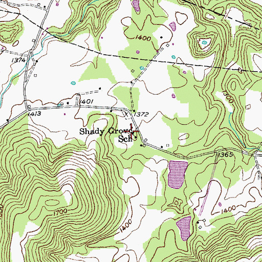 Topographic Map of Shady Grove School, TN