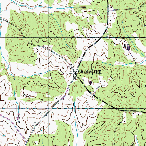Topographic Map of Shady Hill, TN