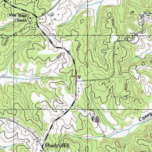 Topographic Map of Shady Hill School (historical), TN