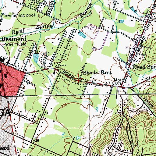 Topographic Map of Shady Rest, TN
