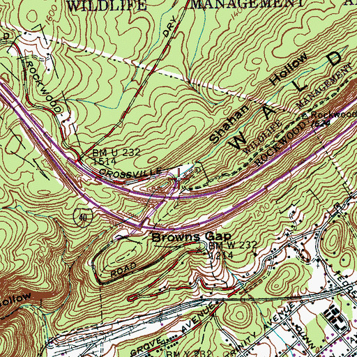 Topographic Map of Shahan Hollow, TN
