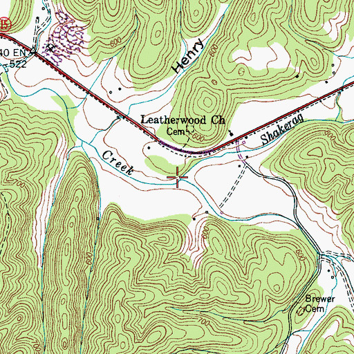 Topographic Map of Shakerag Branch, TN