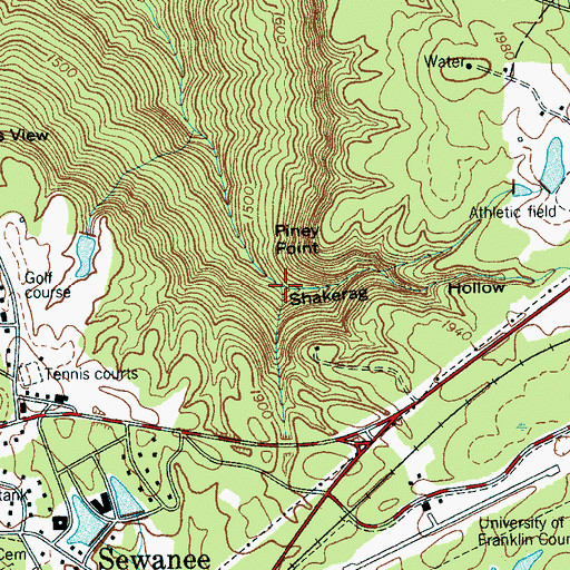 Topographic Map of Shakerag Hollow, TN