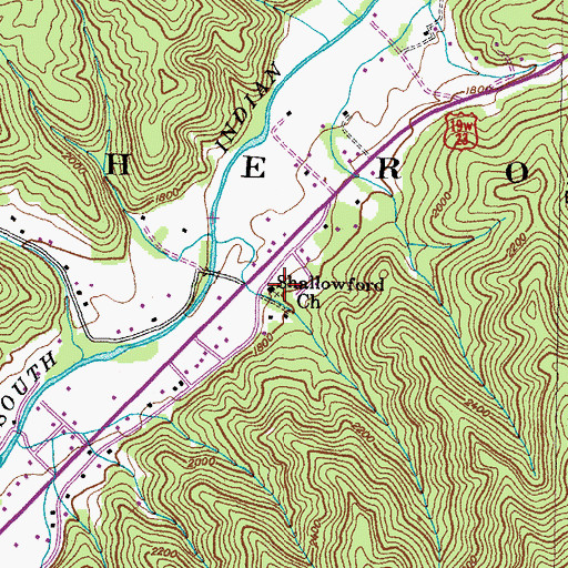 Topographic Map of Shallowford Church, TN