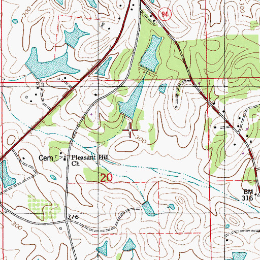 Topographic Map of Hill Dam, AL