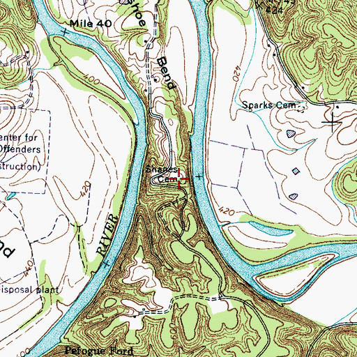 Topographic Map of Shanes Cemetery, TN