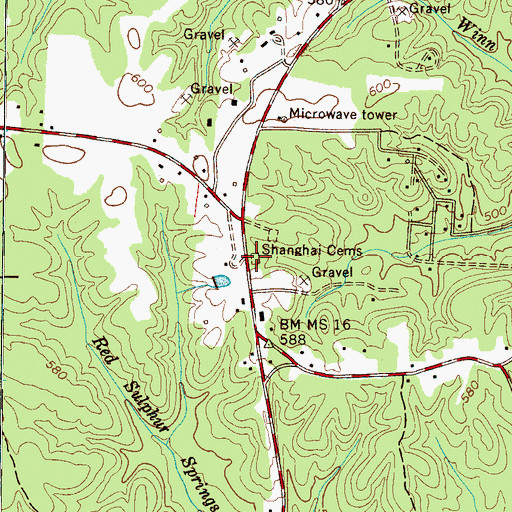 Topographic Map of Shanghai Cemeteries, TN