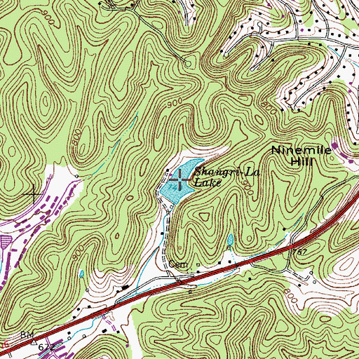 Topographic Map of Shangri-La Lake, TN