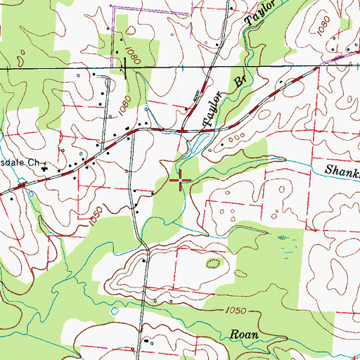 Topographic Map of Shanklin Branch, TN