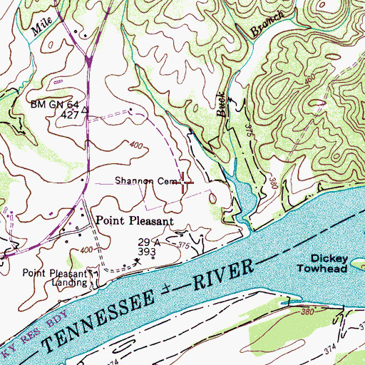 Topographic Map of Shannon Cemetery, TN