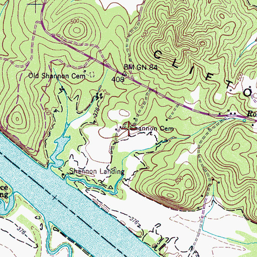 Topographic Map of Shannon Cemetery, TN