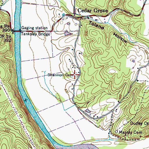 Topographic Map of Shannon Cemetery, TN