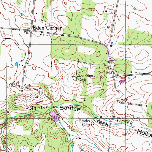 Topographic Map of Shannon Cemetery, TN