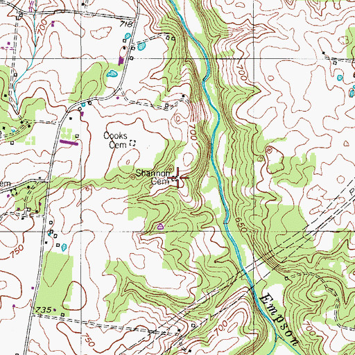 Topographic Map of Shannon Cemetery, TN