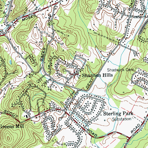 Topographic Map of Shannon Hills, TN