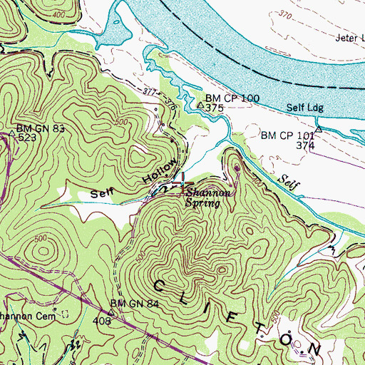 Topographic Map of Shannon Spring, TN