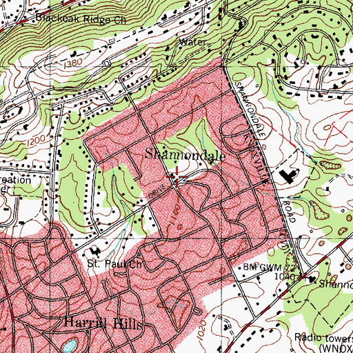 Topographic Map of Shannondale, TN