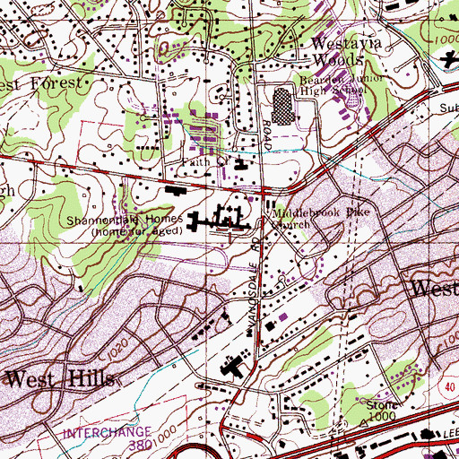 Topographic Map of Shannondale Homes, TN