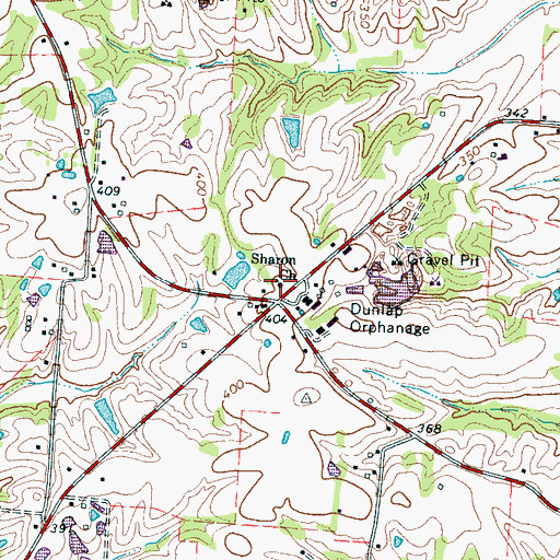 Topographic Map of Sharon Church, TN