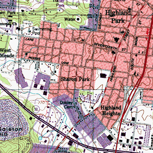 Topographic Map of Sharon Park, TN