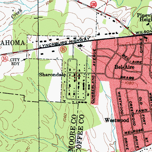 Topographic Map of Sharondale, TN