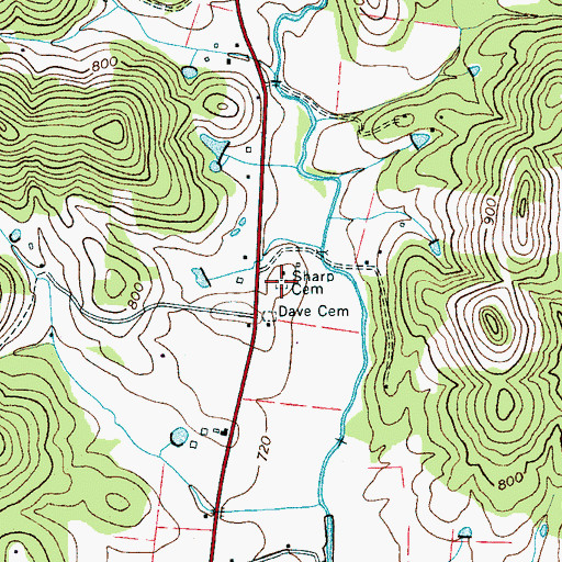 Topographic Map of Sharp Cemetery, TN