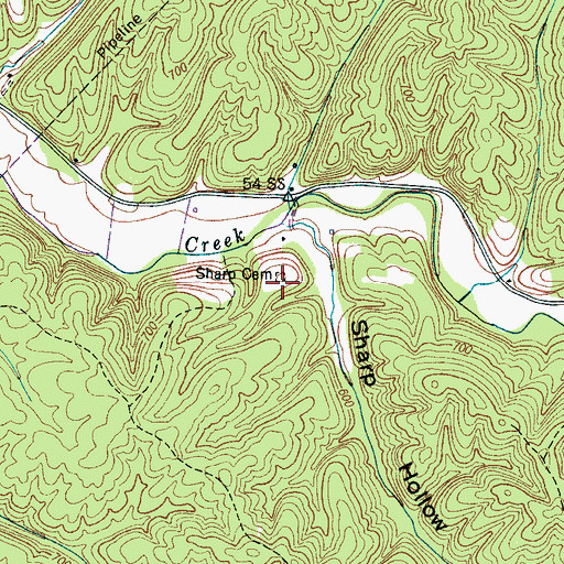 Topographic Map of Sharp Cemetery, TN