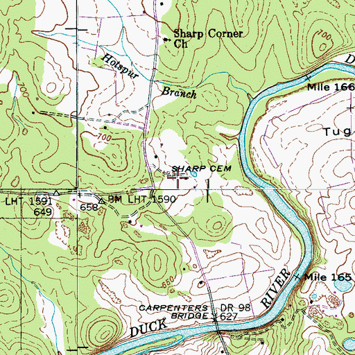 Topographic Map of Sharp Cemetery, TN