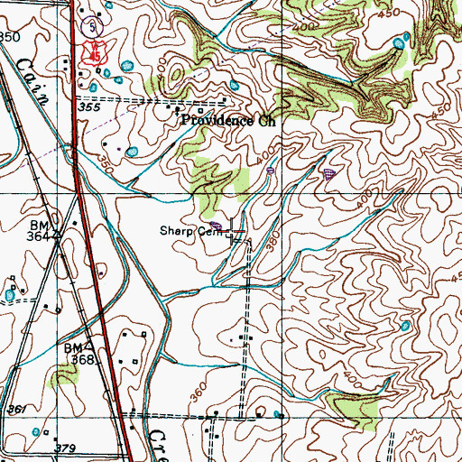 Topographic Map of Sharp Cemetery, TN