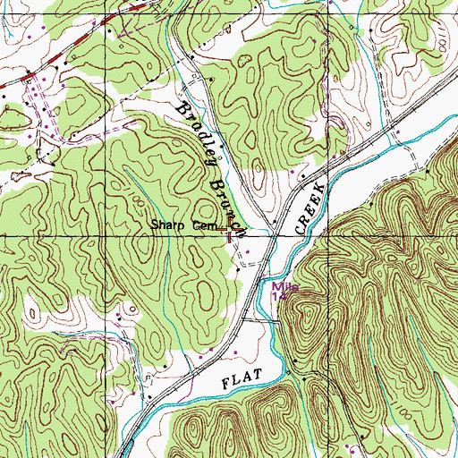Topographic Map of Sharp Cemetery, TN