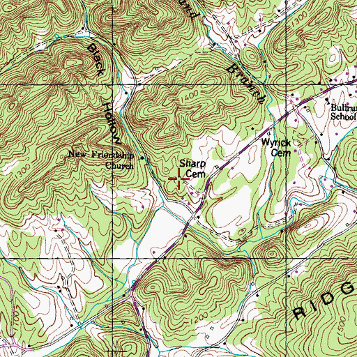 Topographic Map of Sharp Cemetery, TN