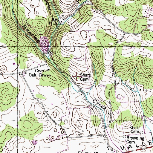 Topographic Map of Sharp Cemetery, TN