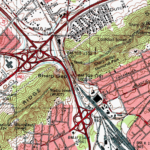 Topographic Map of Sharp Gap, TN