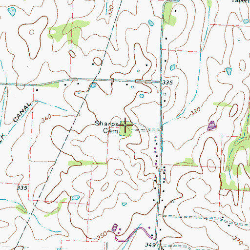 Topographic Map of Sharps Cemetery, TN